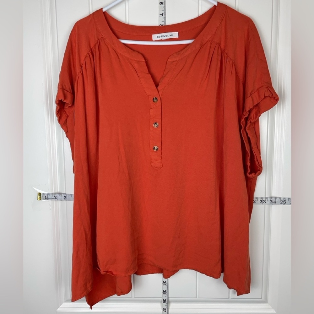 Adore Me Orange Button-Up Blouse